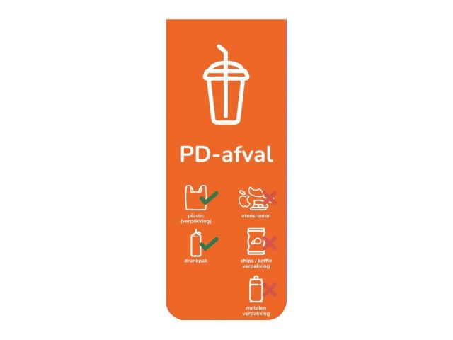 BinBin Front signing magnetisch Basic PD-afval Oranje