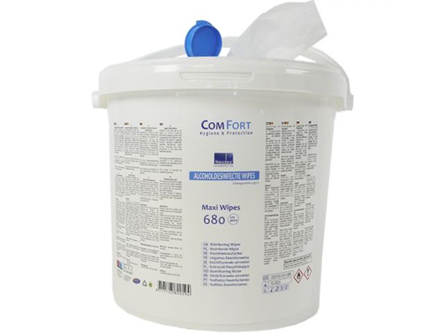 Desinfectie wipes wit 23 x 18 cm - emmer (680st) - Comfort